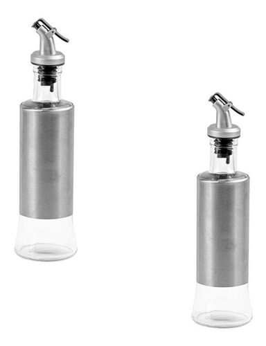 Galheteiro De Inox Vidro Azeite Vinagre 300ml Kit C/ 2 Unids