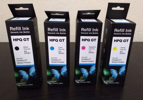 Imagen 2 de 8 de 4 Tintas Compatibles Con Hp Gt51 Gt52 Gt 5820 5810 Con Caja