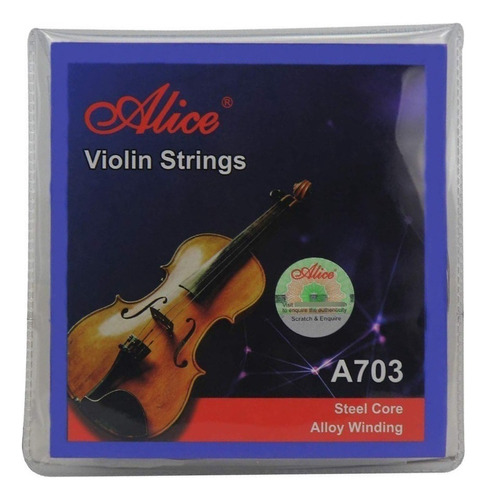 Juego De Cuerdas Para Violin 4/4 Alice A703 Completo