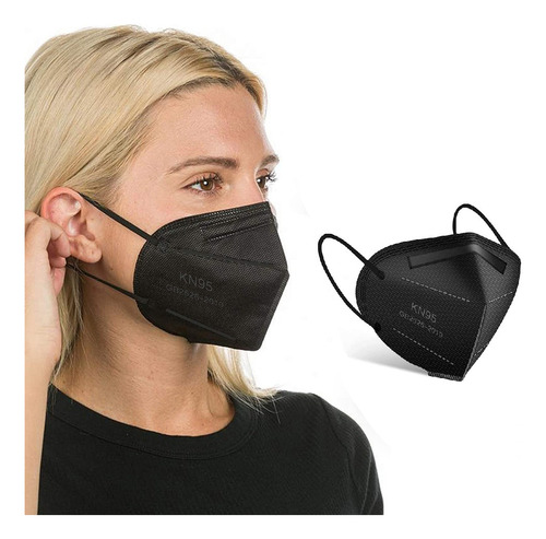 50 Máscaras Descartáveis Preta Kn95 Wwdoll 5 Camadas Anvisa Cor Preto Desenho Do Tecido Liso