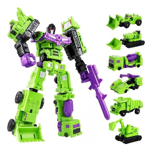 Transformer Devastador Verde 6 En 1 Figura Accion 22 Cm 