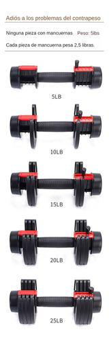 Mancuerna Ajustable Diferentes Pesos 5-25 Lb Color Negro