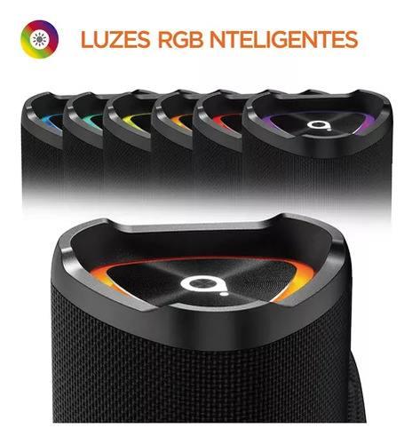 Caixa De Som Portátil Bluetooth Subwoofer Tws Ipx5 Com Rgb Cor Preto 110v/220v