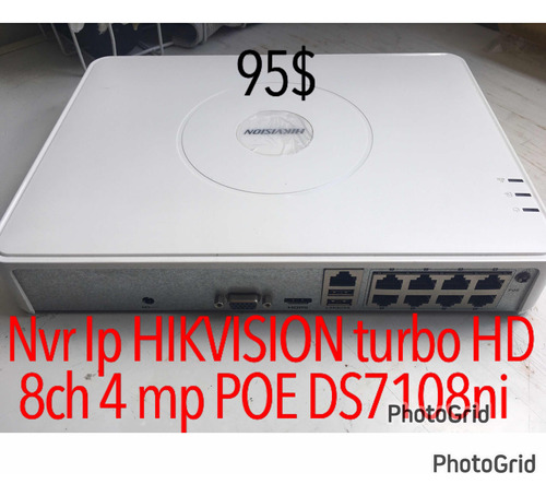 Nvr Ip Hikvision 8ch Poe Ds-7108ni