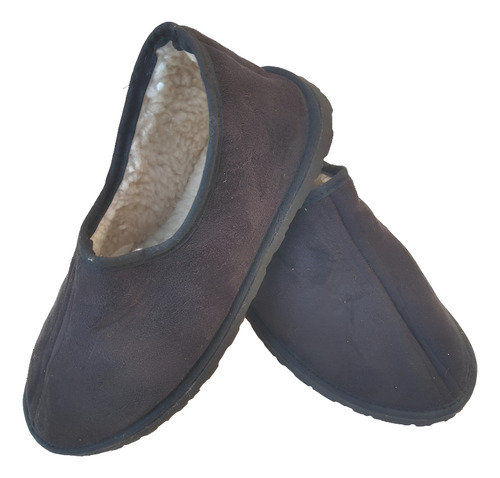 Pantufla Cerrada Corderito Marron/beige Invierno Hombre Dama