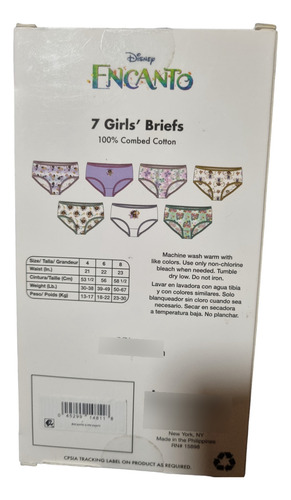 7 Pack Calzones Para Niña Disney Encanto 100% Algodón