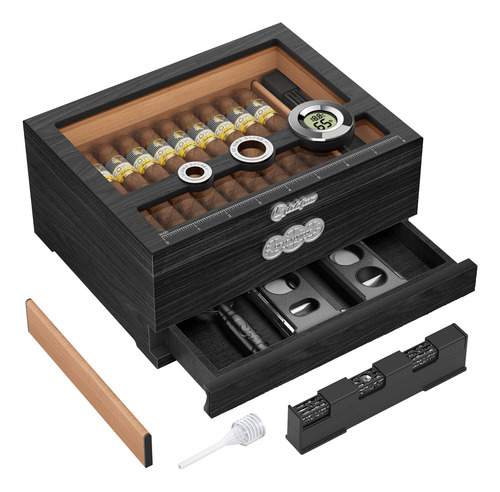 Caja Humidora De Cigarrillos Lihtun Con Higrometro Digital