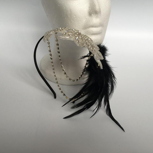 4xvintage Feather 1920 Headpiece Flapper Chain Headband