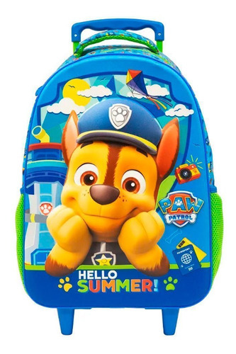 Mochila Rodinhas Chase + Estojo Box Paw Patrol 3d - Xeryus