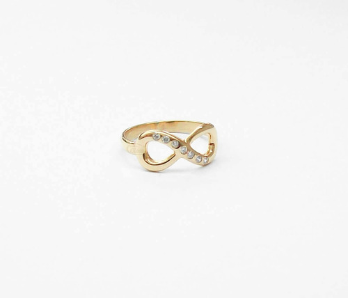 Imagen 1 de 4 de Anillo Oro 18k Infinito Calado C/ Piedras Embutidas 4gr