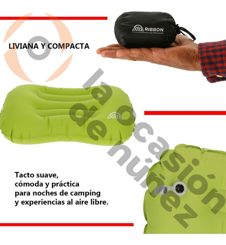 Imagen 3 de 7 de Almohada Inflable Doite Ribbon Liviana Compacta + Bolso