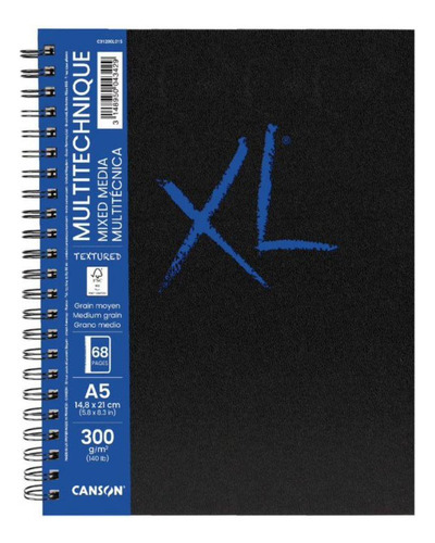 Cuaderno multimedia Canson Xl Book Mix, 300 g/m2, tamaño A5, 34 hojas