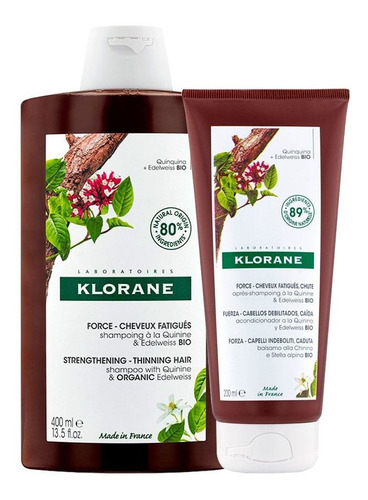 Kit Klorane Anticaida Quinina Shampoo 400ml+bálsamo 200ml