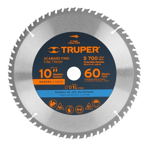 Sierra Circular Truper P/madera 10  X 60 Dts. #st-1060e