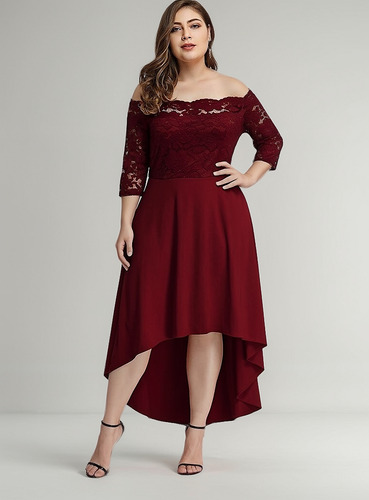 Vestido Asimétrico Hombros Descubiertos Ideal Para Fiesta