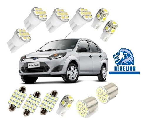 Kit Lampada Led Ford Fiesta Luz Pingo Teto Placa Ré