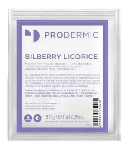 Prodermic Máscara Antiage Bilberry Licorice 11g Tipo de piel Sensible