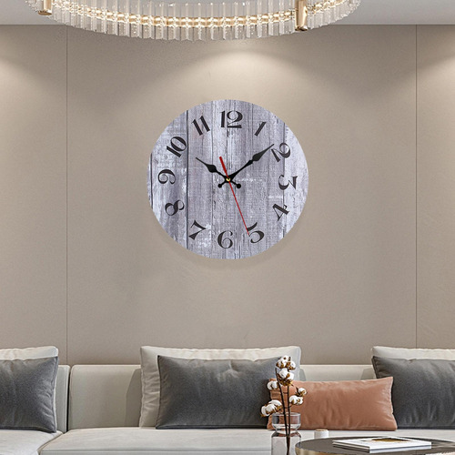Relojes Colgantes Reloj De Pared De Madera Silencioso Gris