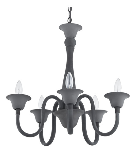 Lampara Araña Gris Sala Estar Cocina Candelabro 5 Luz