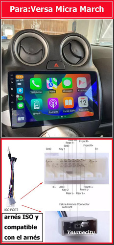 Auto Radio Estéreo Android Gps Carplay Para Nissan Versa March 10-13