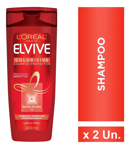 Shampoo Elvive Loreal Paris Color Vive 400 Ml X 2 Unidades