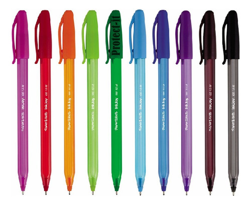 10 Plumas Paper Mate Kilometrico Inkjoy Colores Punta Media