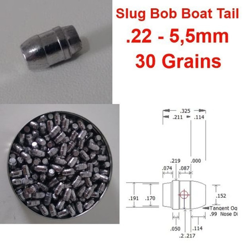 Chumbo Slug 5,5mm 30 Grains Para Carabina Pcp 1000 Unidades