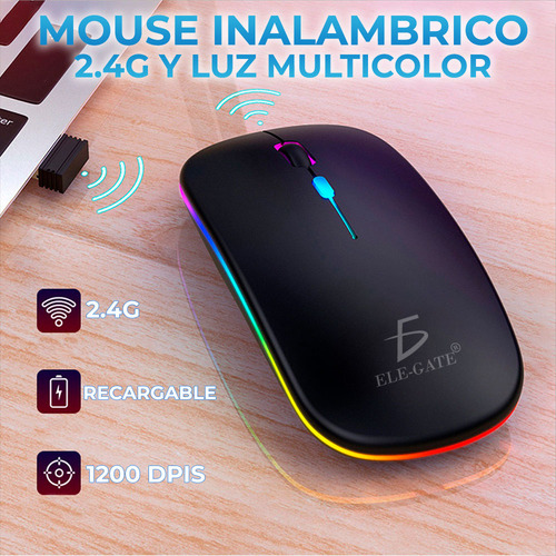 Mouse Inalámbrico Color Negro Recargable