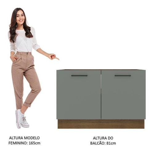 Balcão De Pia Madesa Agata 2 Portas - Rustic/cinza