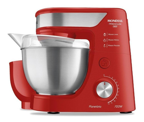 Batedeira Planetária Premium Inox Bp-02p-r-ti Mondial Cor Vermelho/inox Vermelho