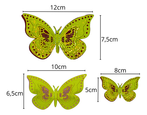 X6u Mariposa Holográfica Doble Adhesiva Efecto 3d