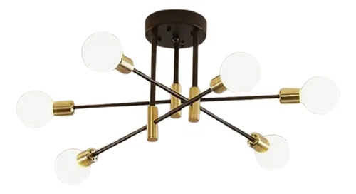 comprar Lampara Colgante Moderno 6 Luces Negro Y Dorado
