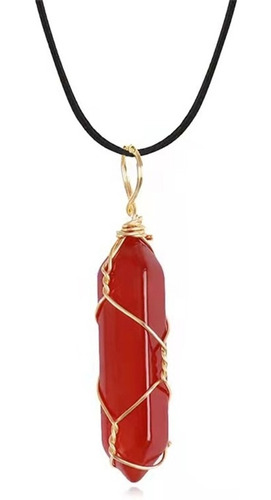 Collar De Cornalina Colgante De Ágata Roja De Cristal Decora
