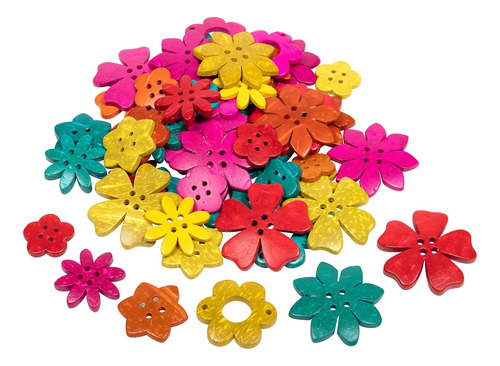 Flores De Coco - Juego De 50 - 6 Formas - 5 Colores - C...