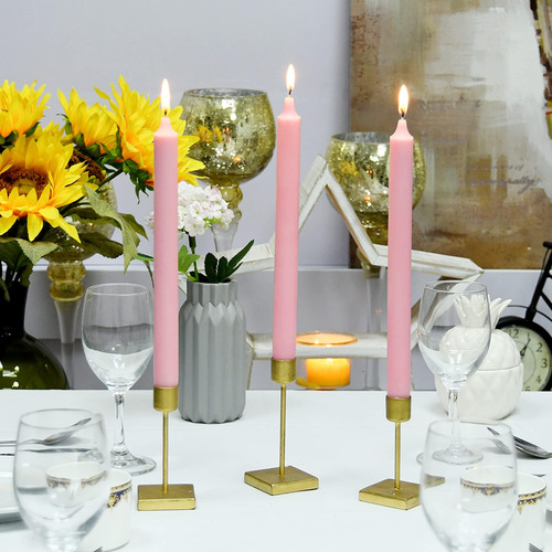 Velas Con Velas De 12 Piezas, 10 Pulgadas, Rosa Ligera Recta