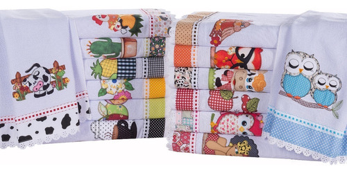 Pano Prato Guardanapo Bordado Patchwork 14 Unidades C/bainha Cor Branco