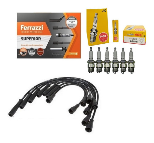 Kit Cables Ferrazzi + Bujas Ngk Ford Falcon / F100 3.0 3.6