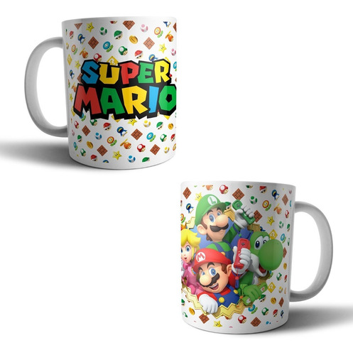 Taza Sublimada Super Mario Bros. Peach Luigi Yoshi