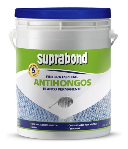 Pintura Antihongo Suprabond Lavable Baño Y Cocina 1 Litro