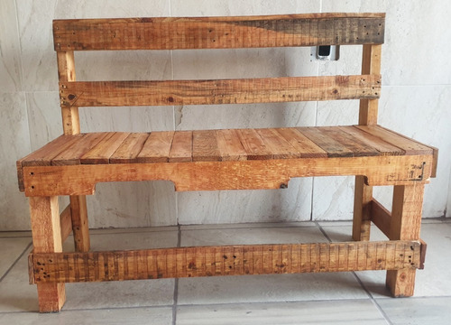 Banca Con Respaldo Rustica De Madera Pallet Red Vintage