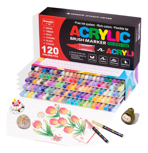 Rotuladores De Pintura Acrílica De 120 Colores Con Punta De