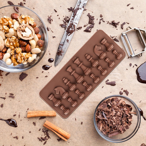 Molde De Xadrez De Silicone Com 4 Peças, Molde De Chocolate