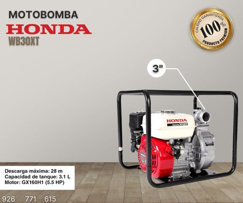 Imagen 2 de 2 de Motobomba Honda 5.5 Hp