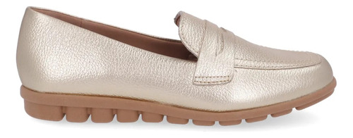 Sapato Fem Usaflex Loafer Casual Couro Ouro Light Al3401006