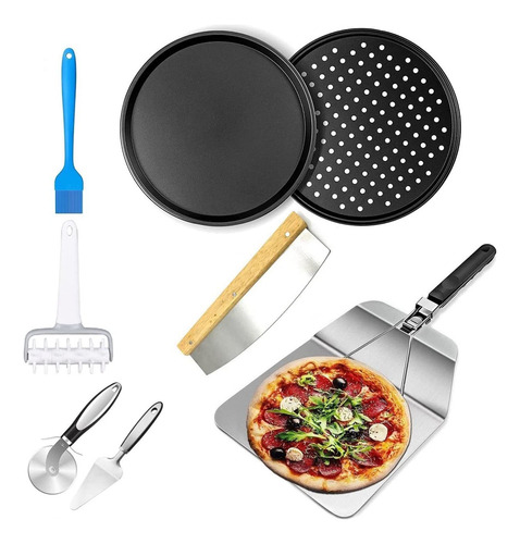 Kit Para Hacer Pizza (juego De 8 Piezas) Con Bandeja Para...