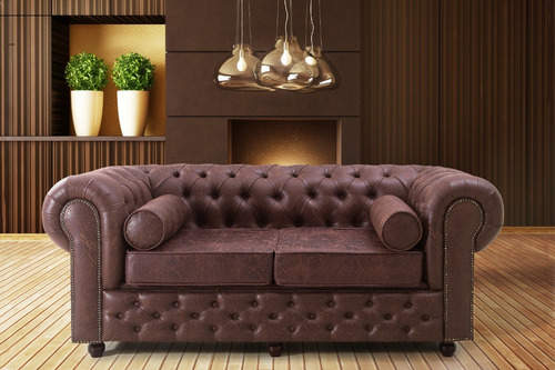 Sofá 2 Lugares + Poltrona Chesterfield Clássico Artesanal