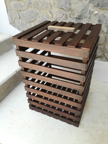 Huacal Grande De Madera Con Tapa Acabado En Color Chocolate