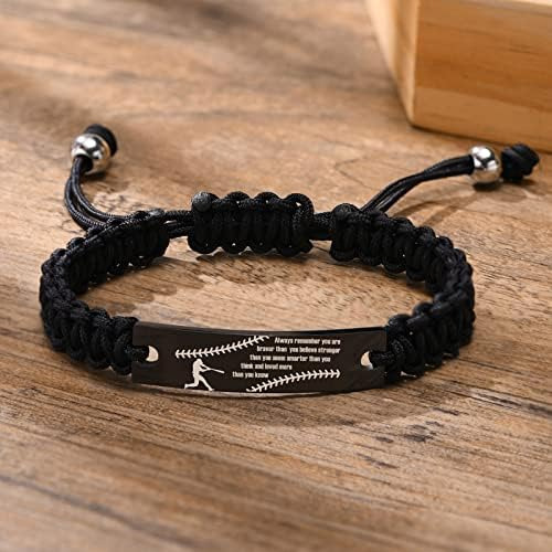 Pulsera De Béisbol Vnox Para Hombre | Pulsera De Cuerda Hech