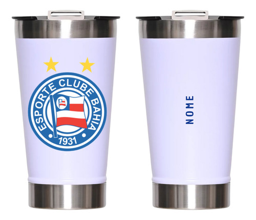 Copo Térmico Do E C Bahia 473 Ml Personalizado Com O Nome Branco