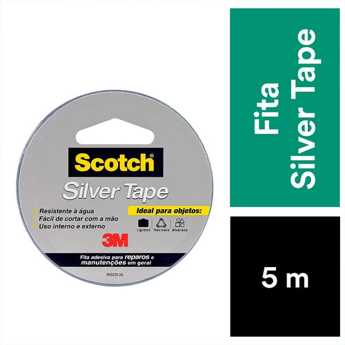 Fita Adesiva Silver Tape 45mmx5m Scotch Cinza 3m Resistente